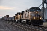 Eastbound stack train at dusk